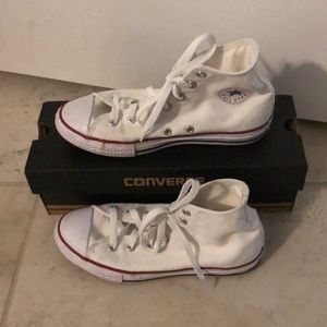 kids white high top converse